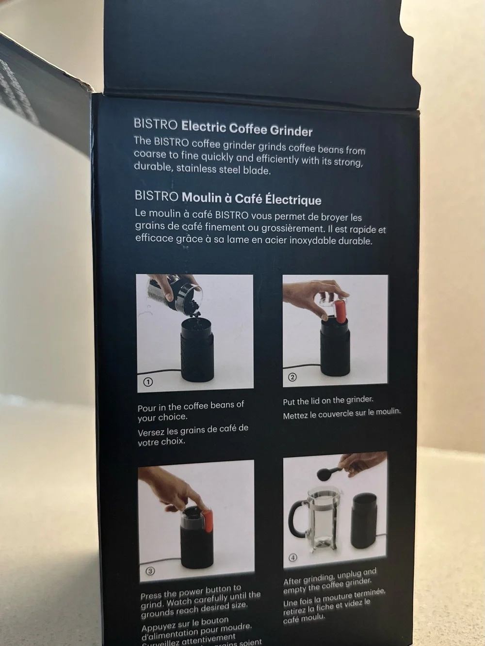 Bodum Bistro Electric Coffee Grinder - Black with Red Accent